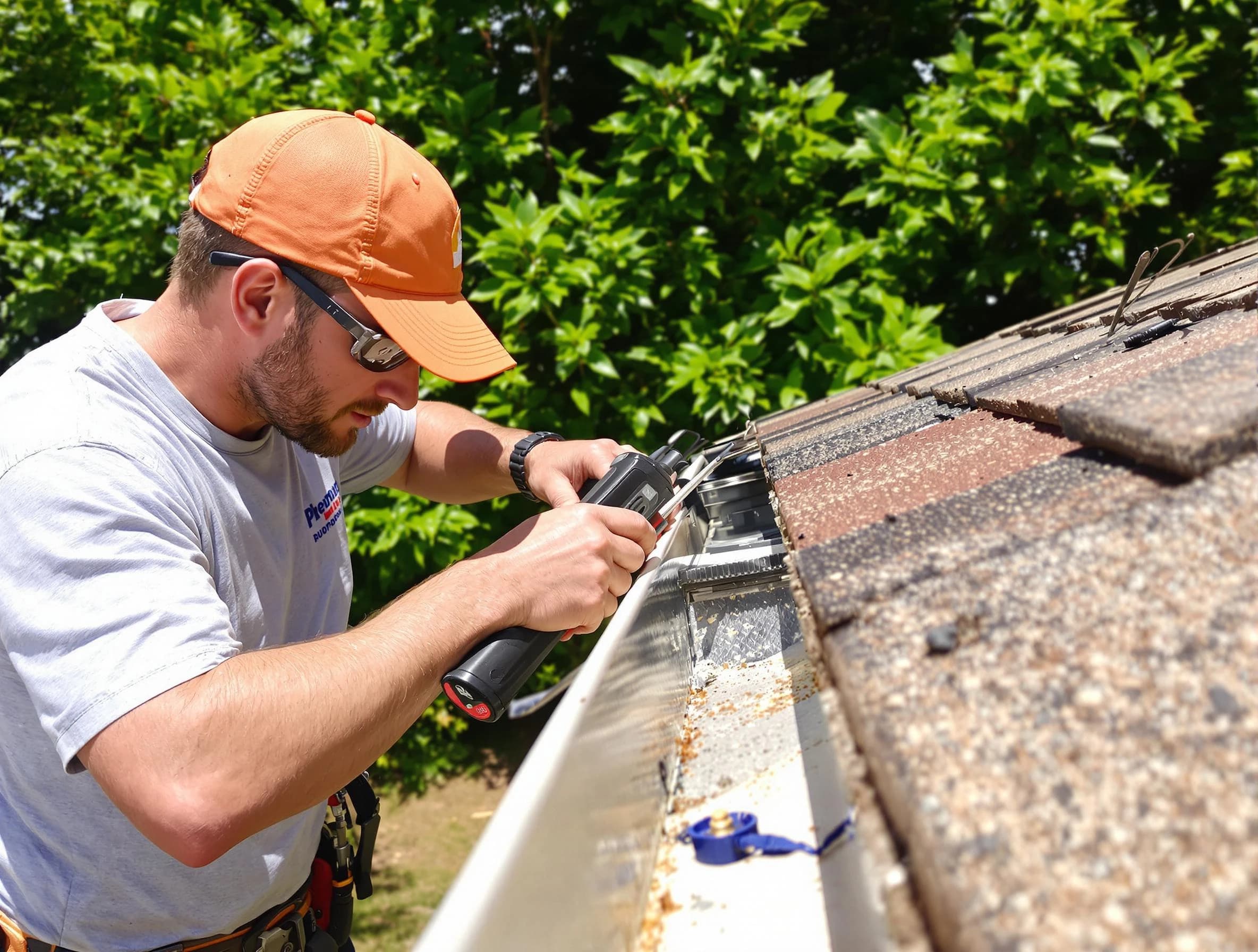 Willowick Roofing Company specialists conducting a gutter repair in Willowick, OH