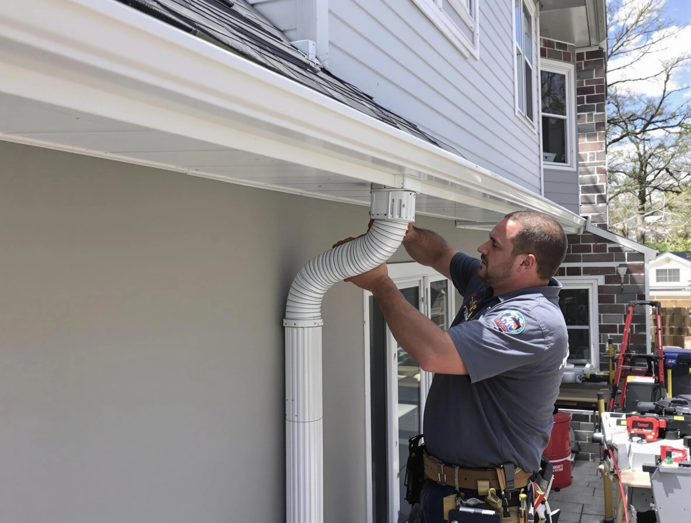Downspouts installed by Willowick Roofing Company to guide water away in Willowick, OH