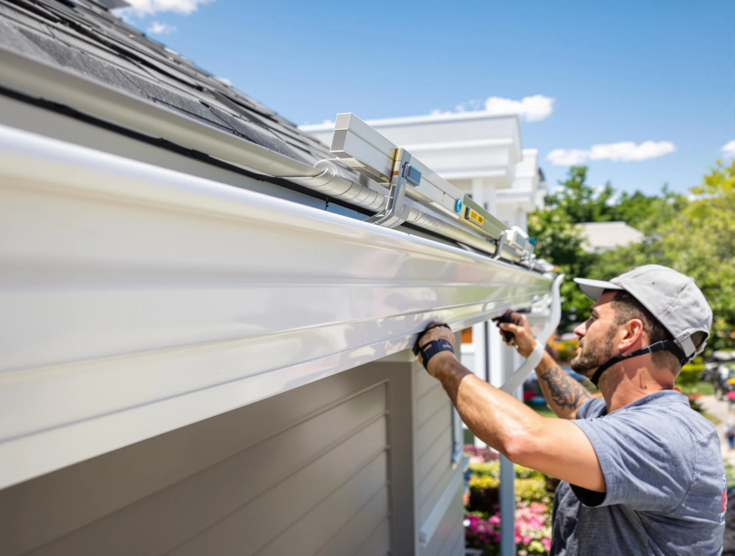 Newly installed gutters by Willowick Roofing Company for a home in Willowick, OH